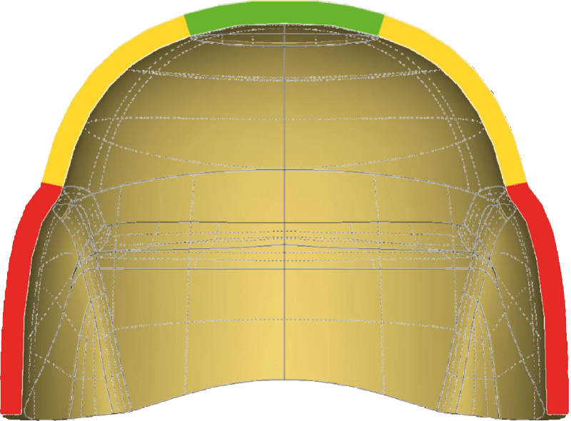 A diagram of a helmet made by the conventional process