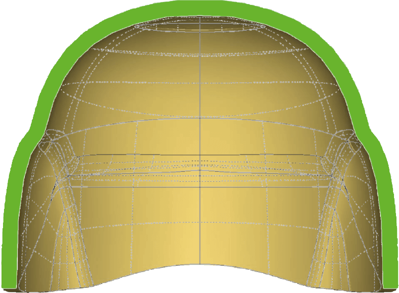 A diagram of a helmet made by Comppress